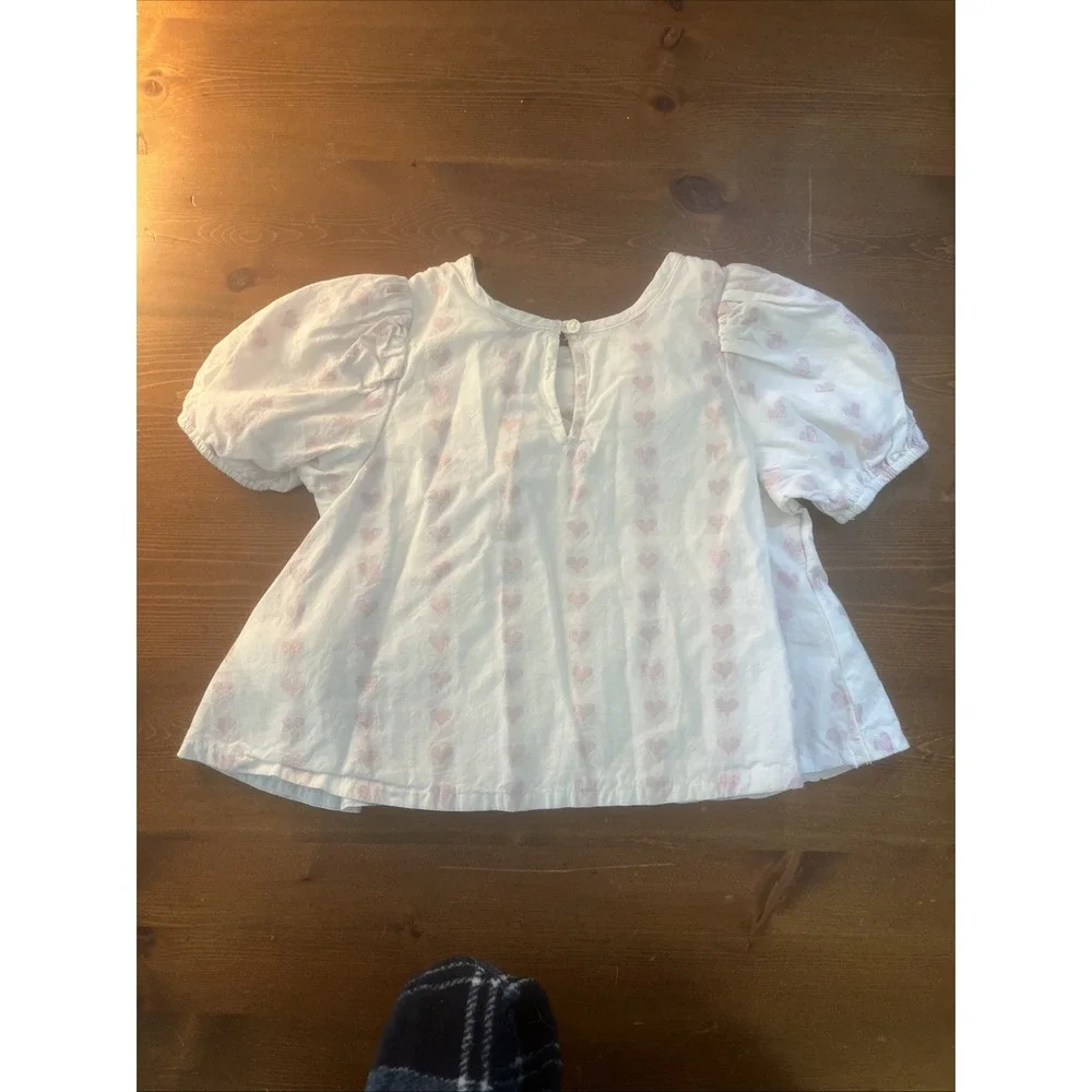 Old Navy‎ Girls Top Heart Print - Puff Sleeve Shirt - 3T